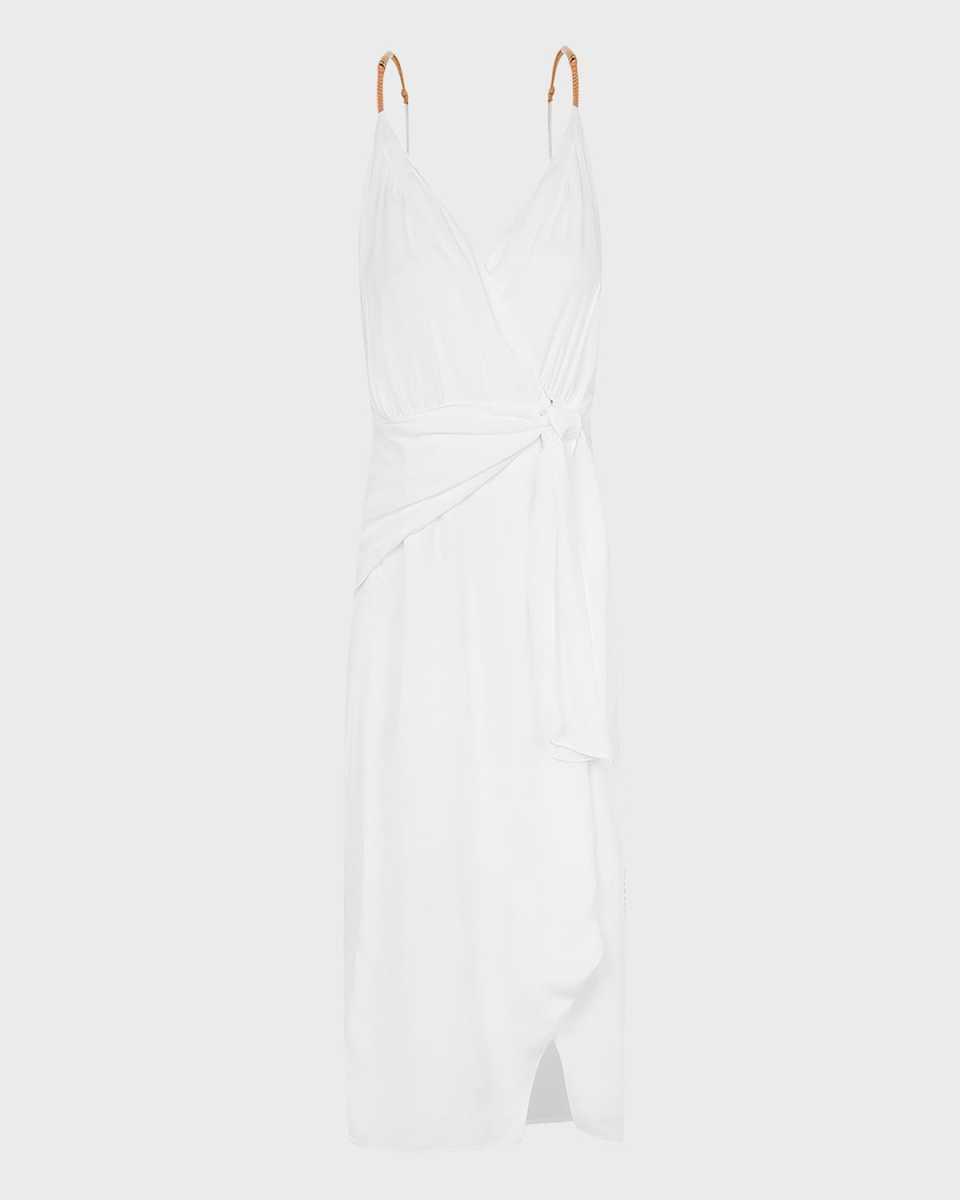 Solid Carly Midi Wrap Dress
